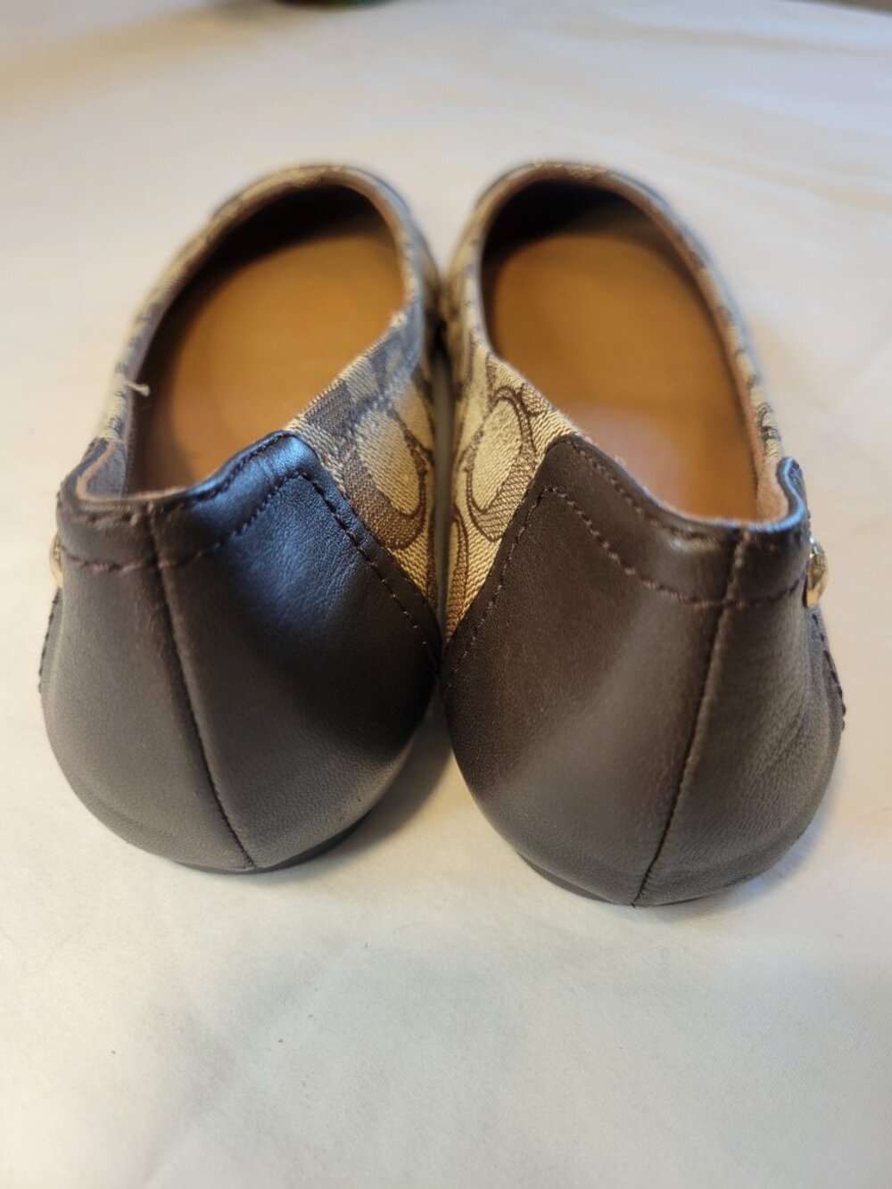 Coach Signature C Canvas Ballet Flats Brown  Gold Women's 6.5 - Picture 3 of 8